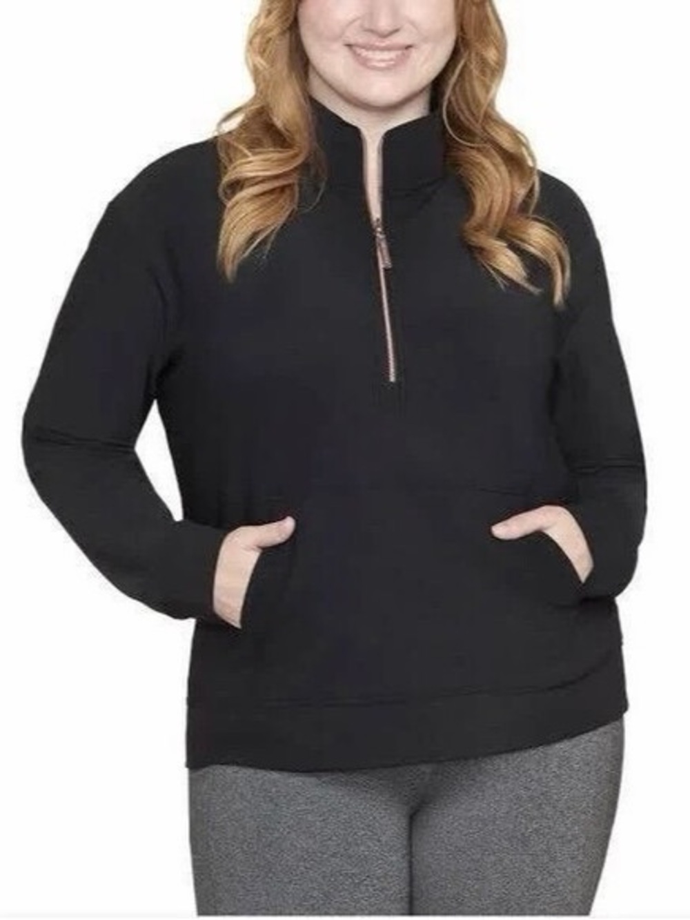Skechers GO LUXE Rib 1/4 Black Quarter-Zip Pullover Hoodie XL